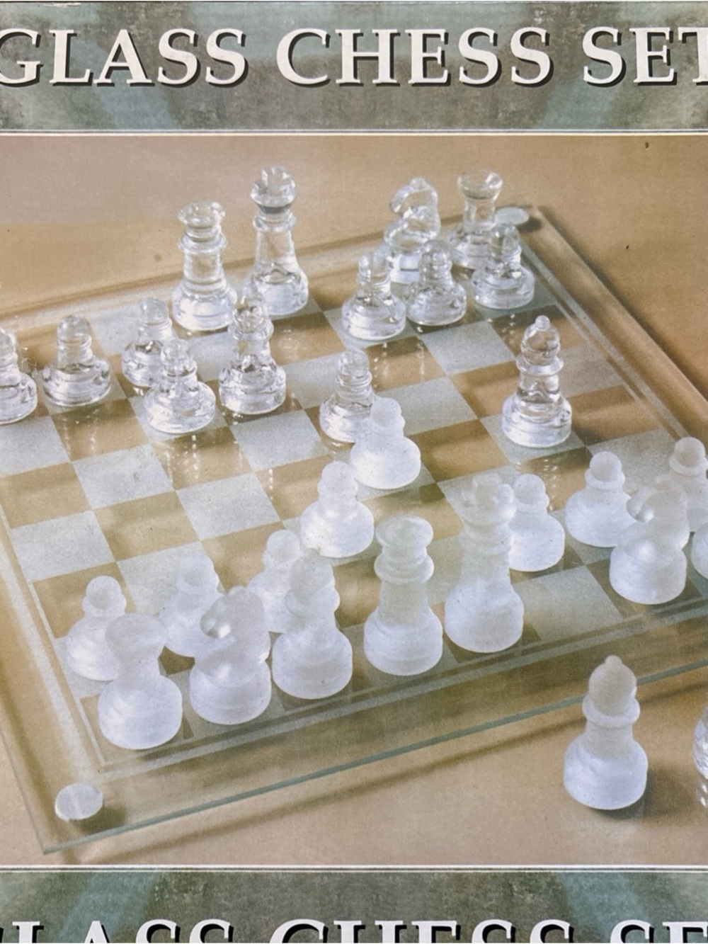 Glass Chess Set - Clear and Frosted Pieces by